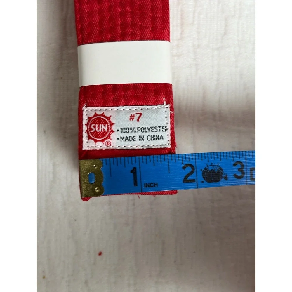 Sun Martial Arts # 7 Belt Double Wrap, Red, 1.5 In